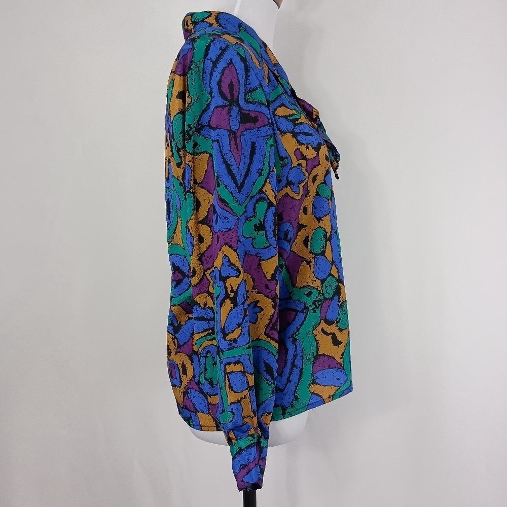 Vintage 80s 90s Alice Womens Multicolor Secretary Top sz 8 Secretary Chic Career - Picture 6 of 9